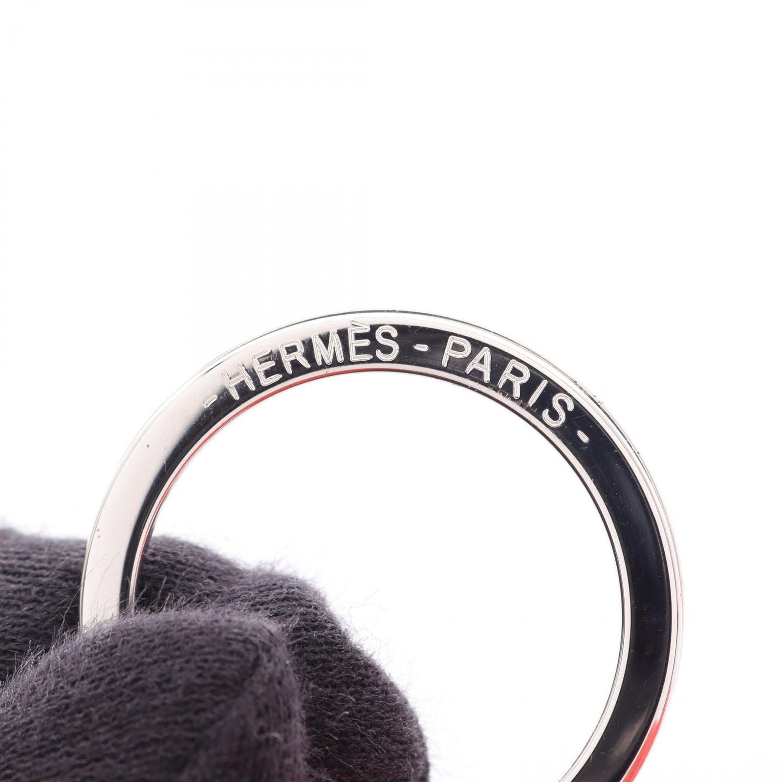 Hermes Charm Carmen Unodos Orange Poppy Rouge Pivoine Leather Keychain — view 3