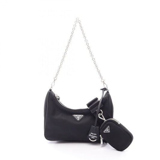 Prada Shoulder Bag Edition 2-Way Black Nylon Saffiano Leather