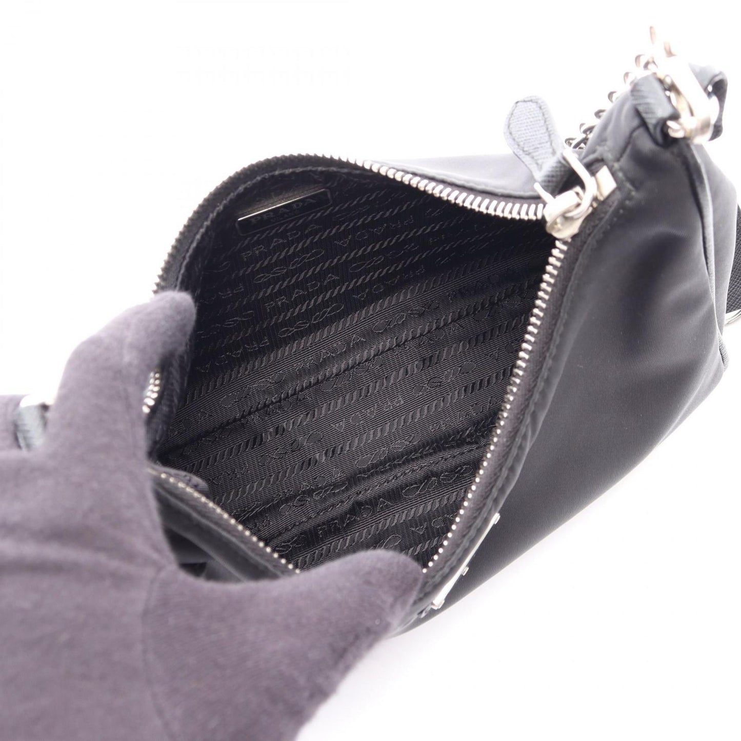 Prada Shoulder Bag Edition 2-Way Black Nylon Saffiano Leather — view 3