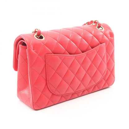 Chanel Shoulder Bag Quilted Double Flap Rose Red Lambskin Chain — view 2