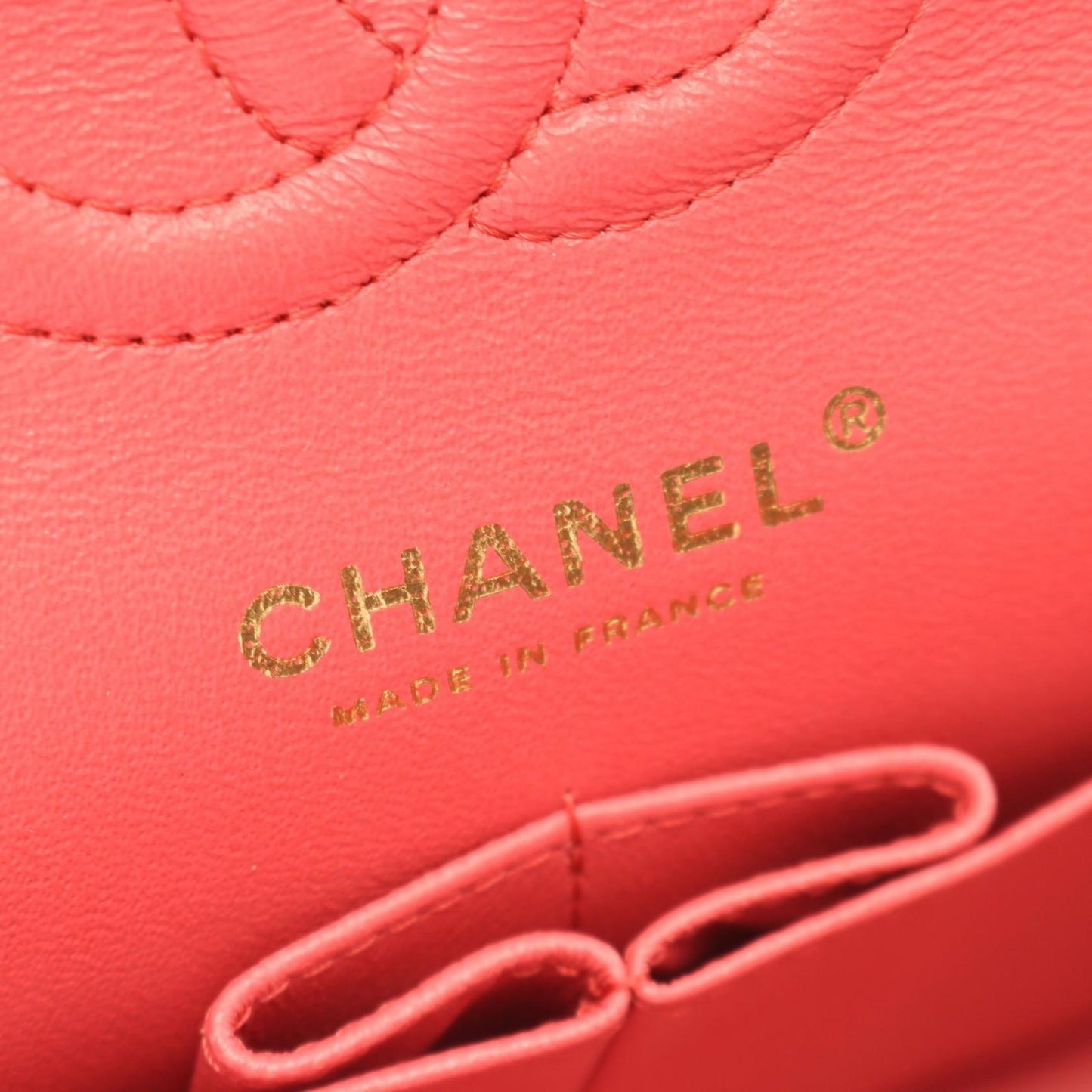 Chanel Shoulder Bag Quilted Double Flap Rose Red Lambskin Chain — view 4