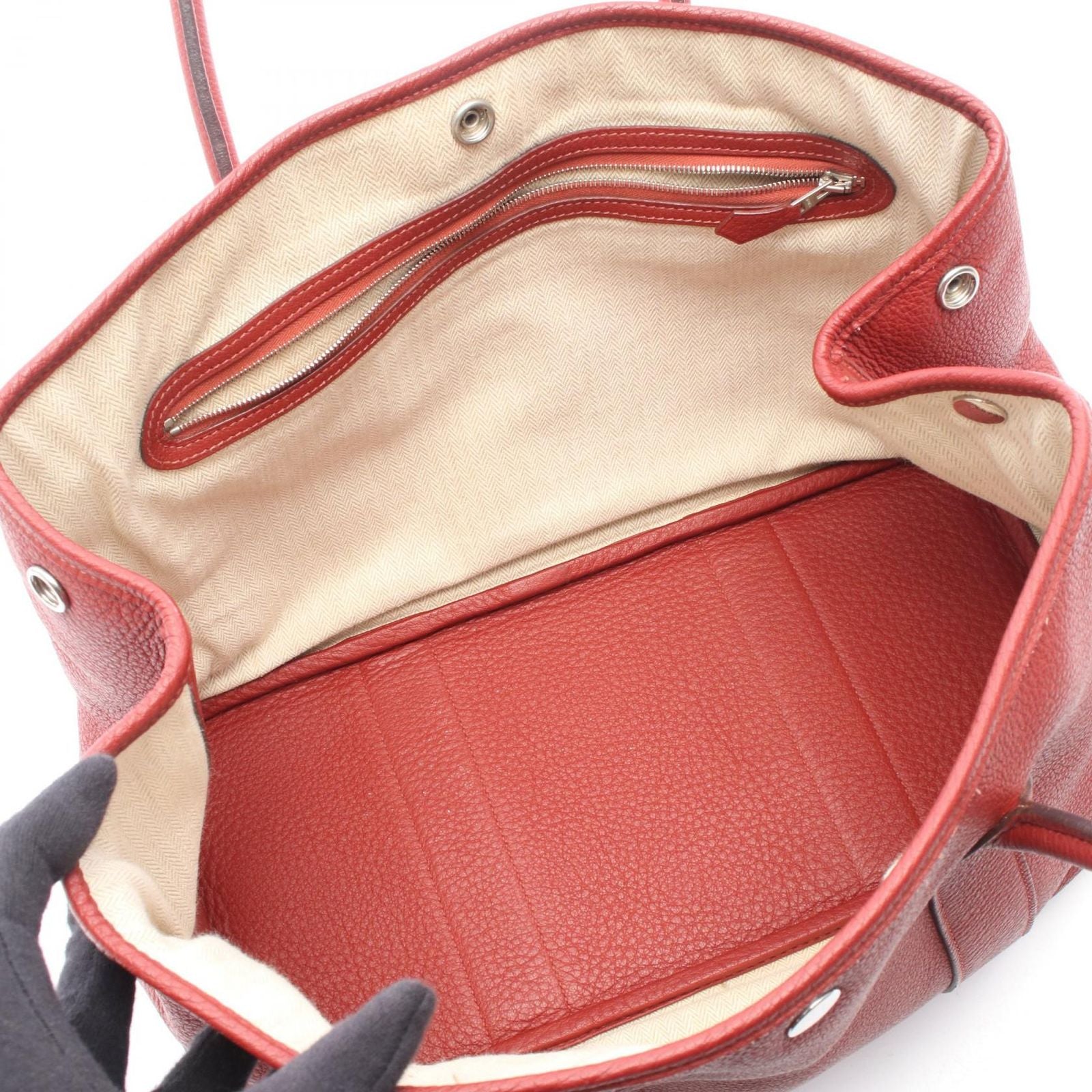 Hermes Tote Garden Party PM Rouge Garance Leather — view 3