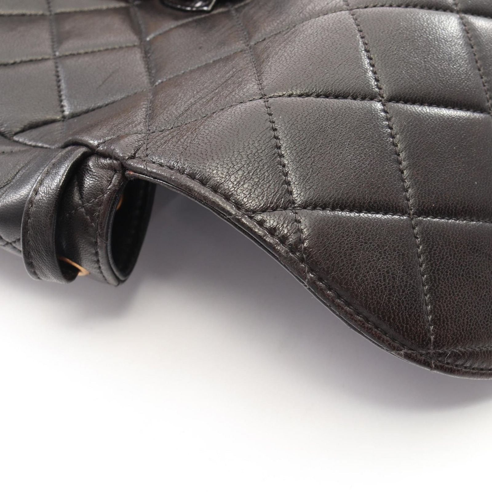 Chanel Backpack Quilted Black Lambskin Double Turnlock Chain — view 9