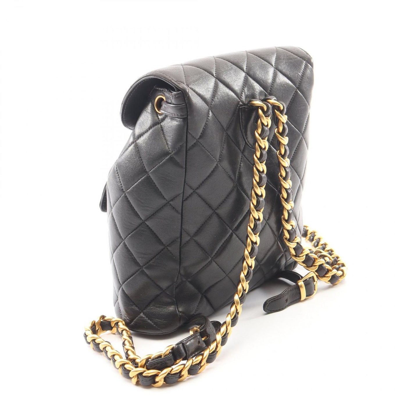 Chanel Backpack Quilted Black Lambskin Double Turnlock Chain — view 2