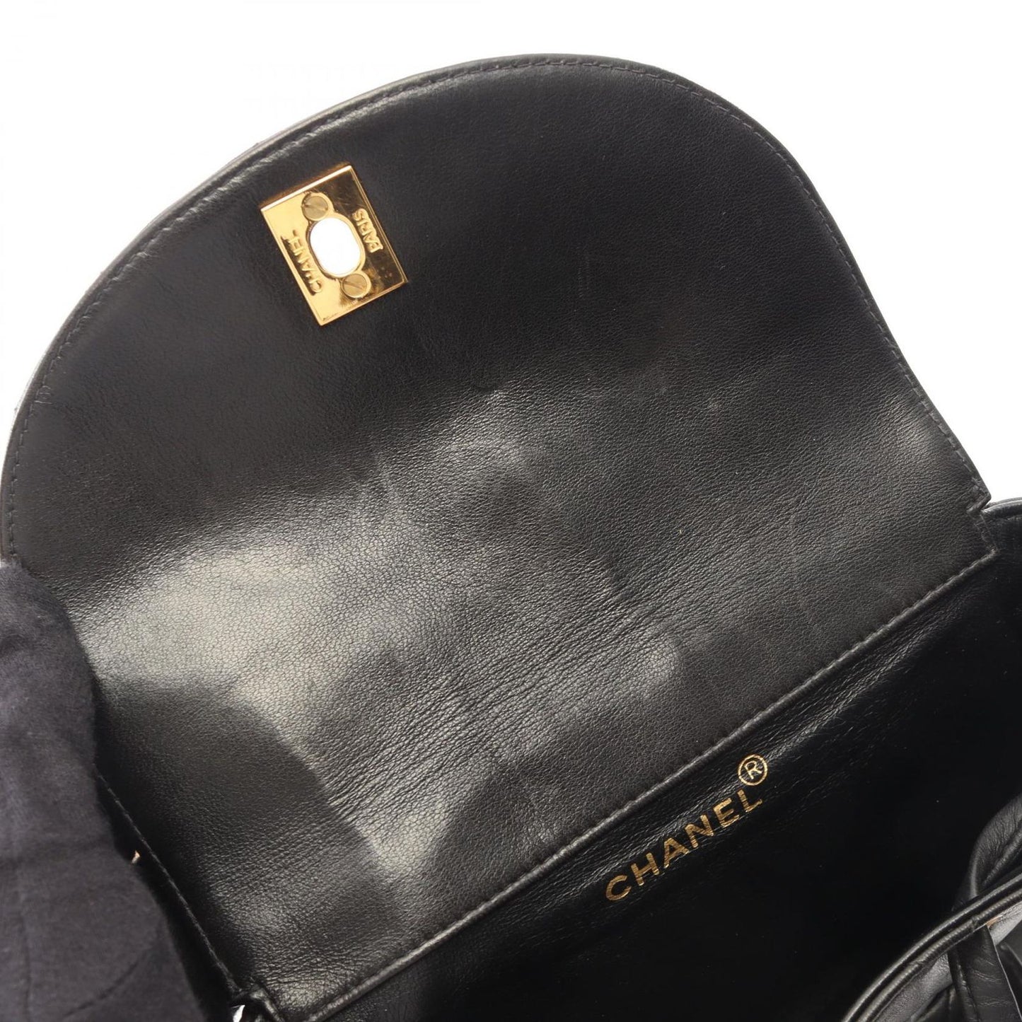 Chanel Backpack Quilted Black Lambskin Double Turnlock Chain — view 8