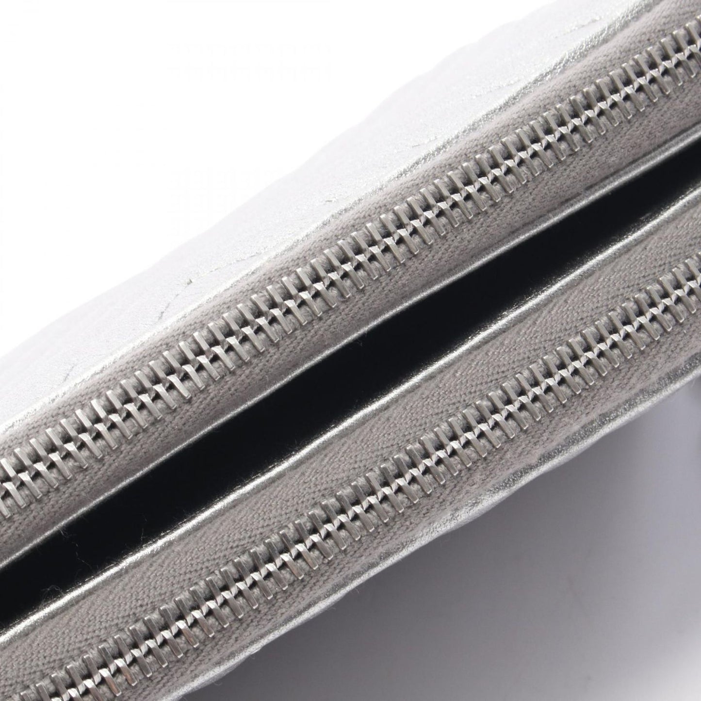 Prada Shoulder Bag Silver Leather Triangle Logo Chain — view 8