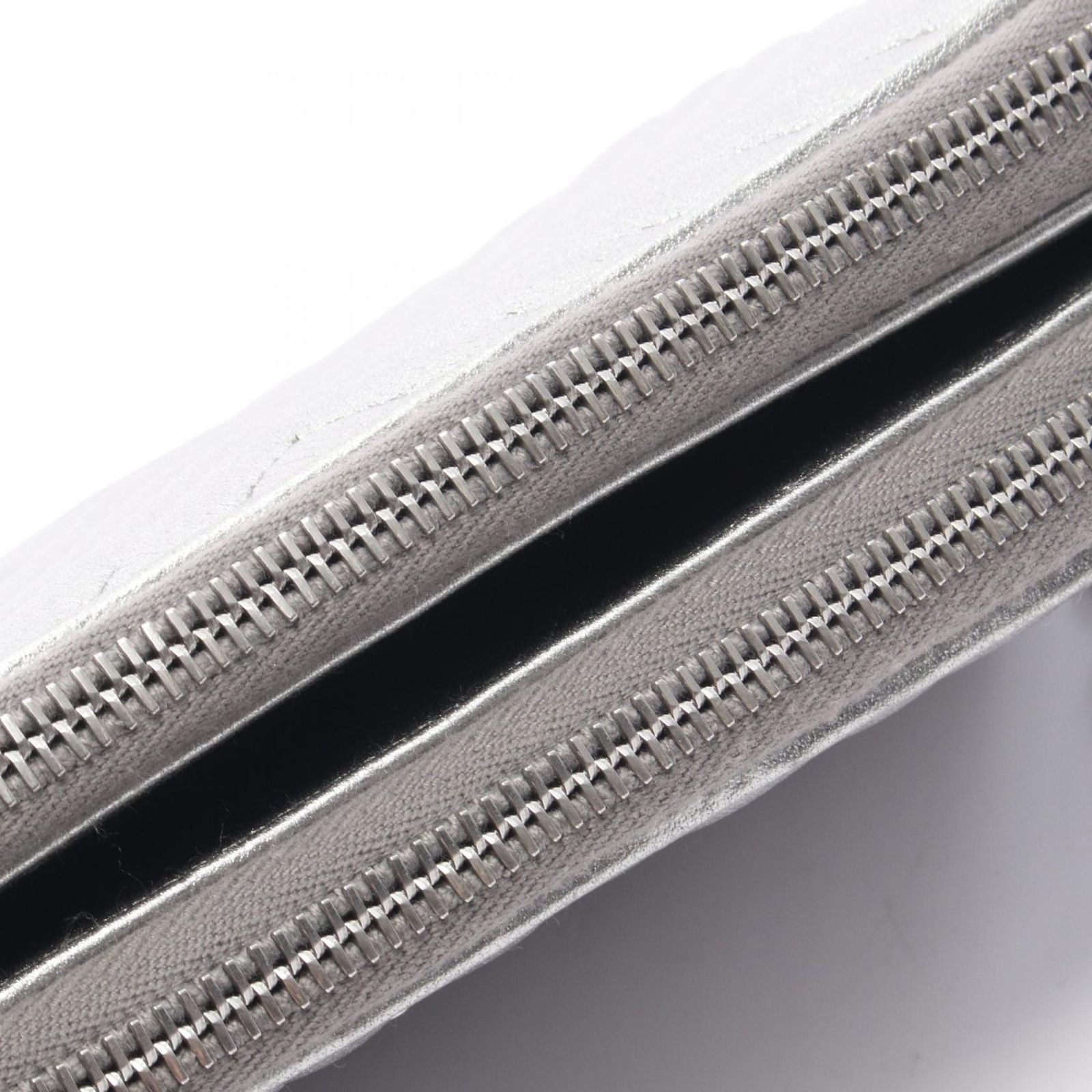 Prada Shoulder Bag Silver Leather Triangle Logo Chain — view 8