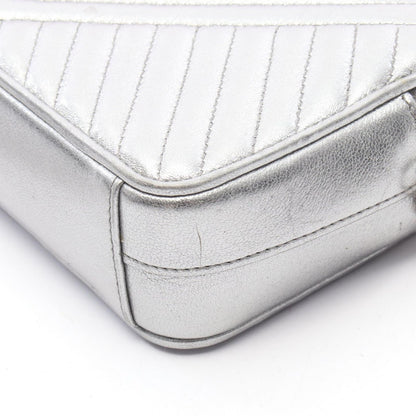 Prada Shoulder Bag Silver Leather Triangle Logo Chain — view 6