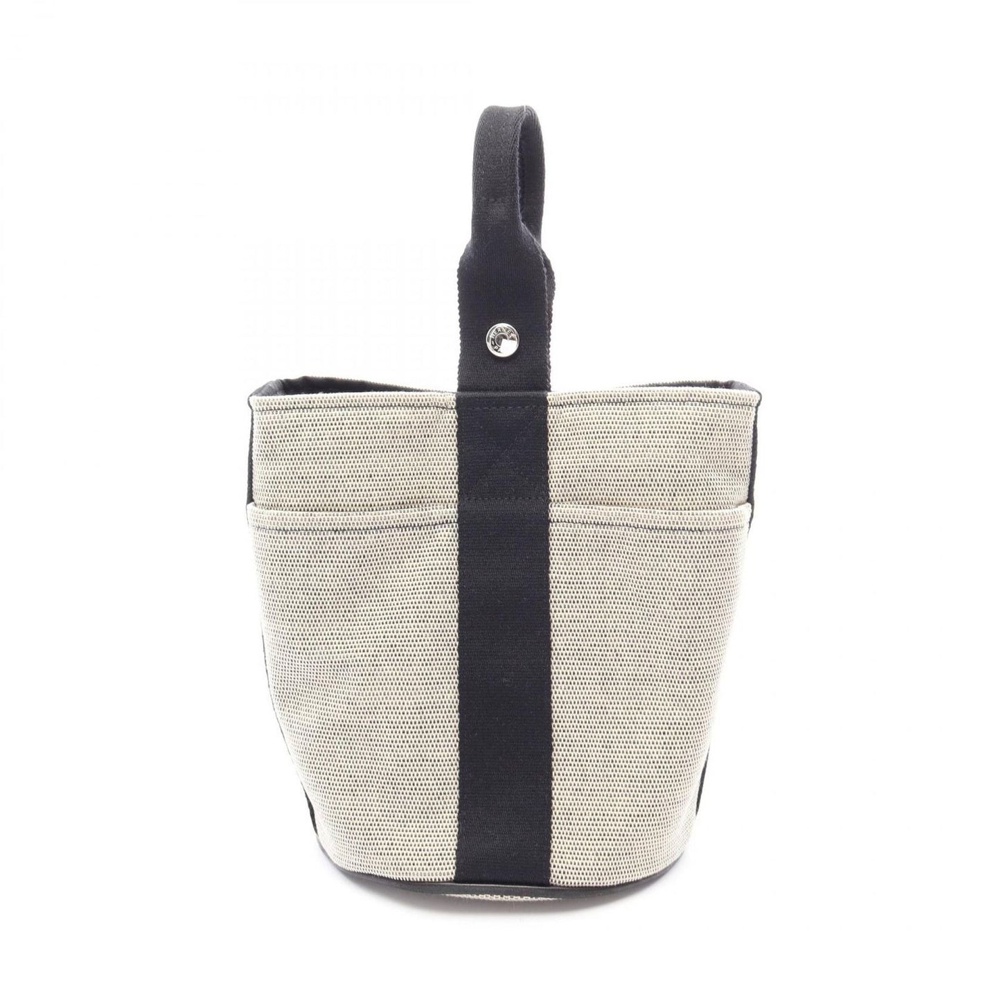 Hermes Handbag Saxo PM Ecru Black Canvas