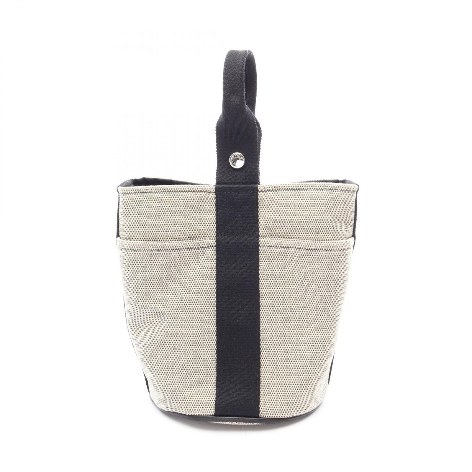 Hermes Handbag Saxo PM Ecru Black Canvas