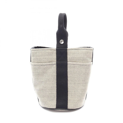 Hermes Handbag Saxo PM Ecru Black Canvas