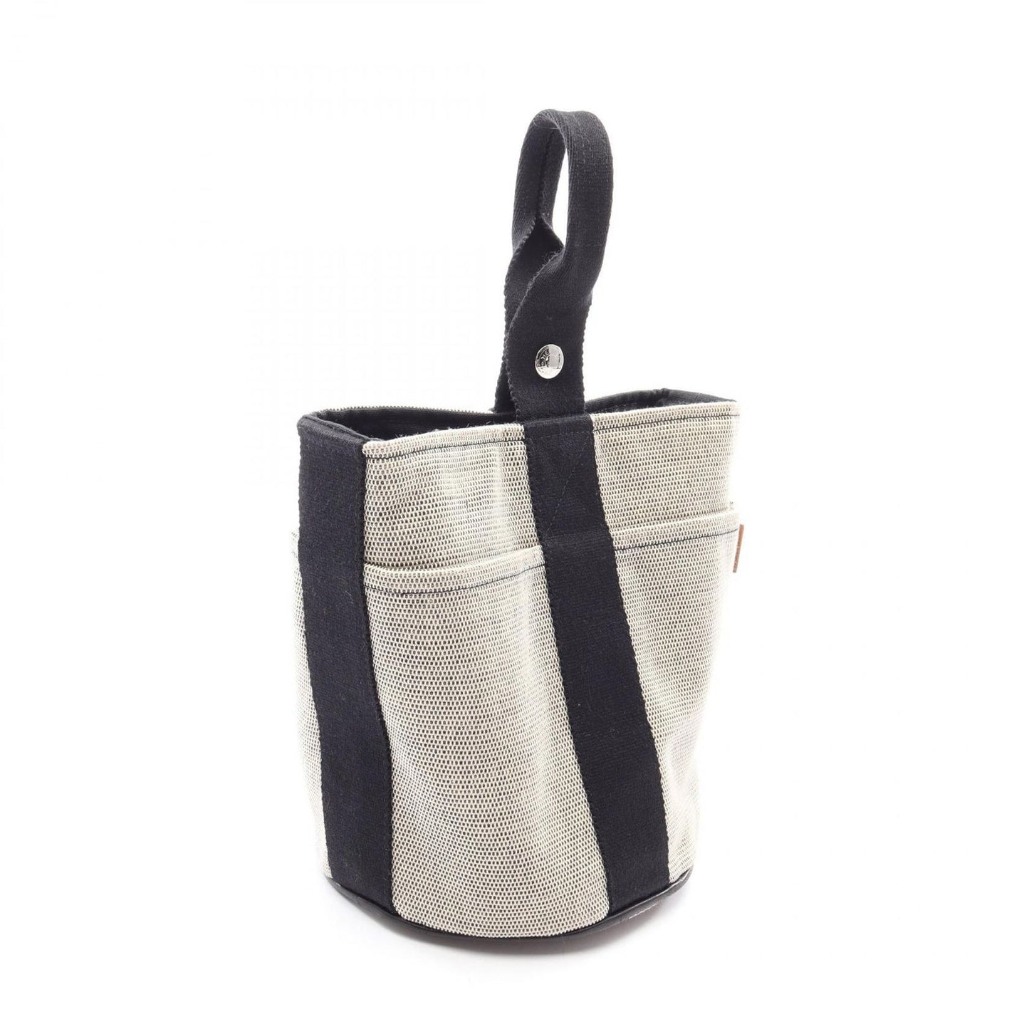 Hermes Handbag Saxo PM Ecru Black Canvas — view 2