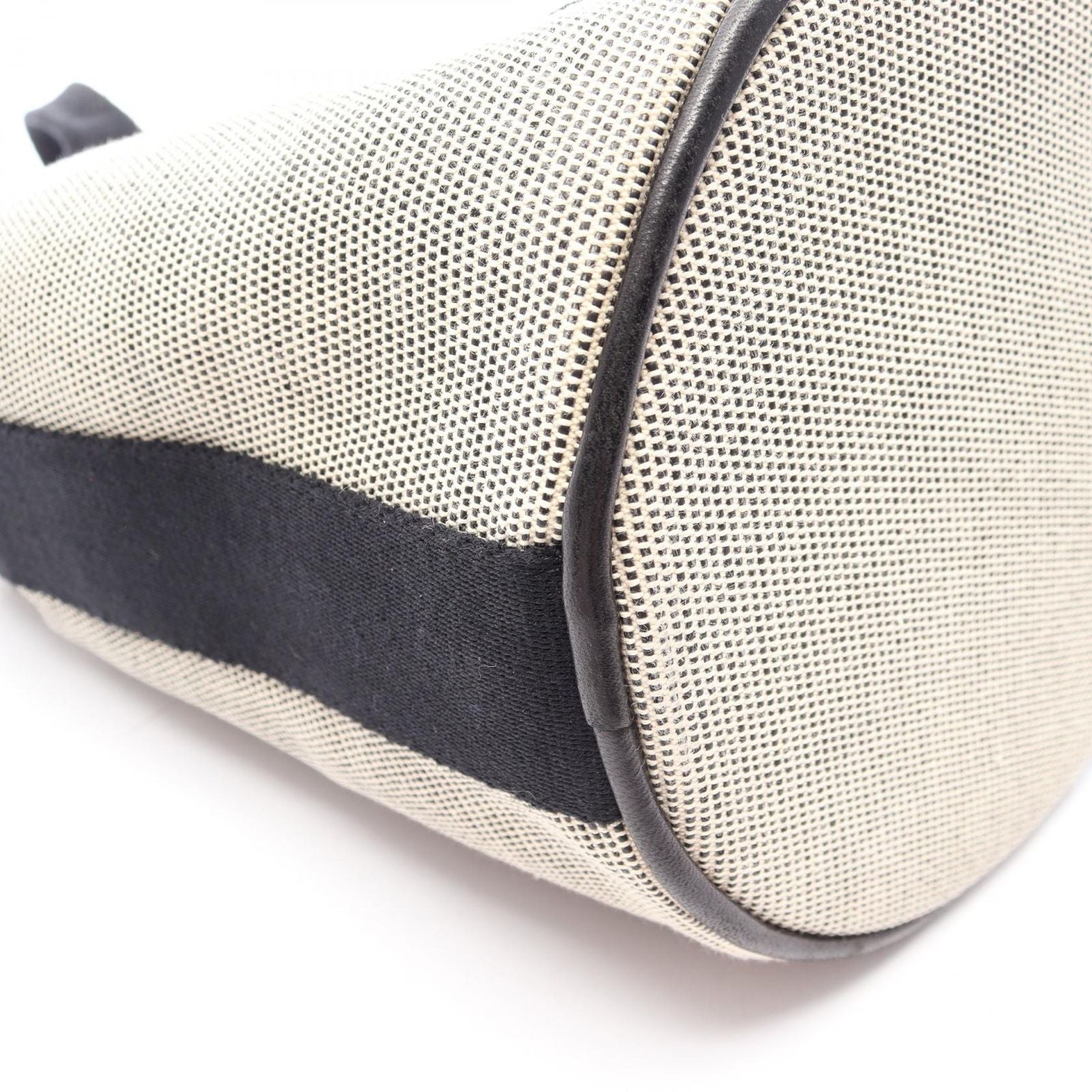 Hermes Handbag Saxo PM Ecru Black Canvas — view 6
