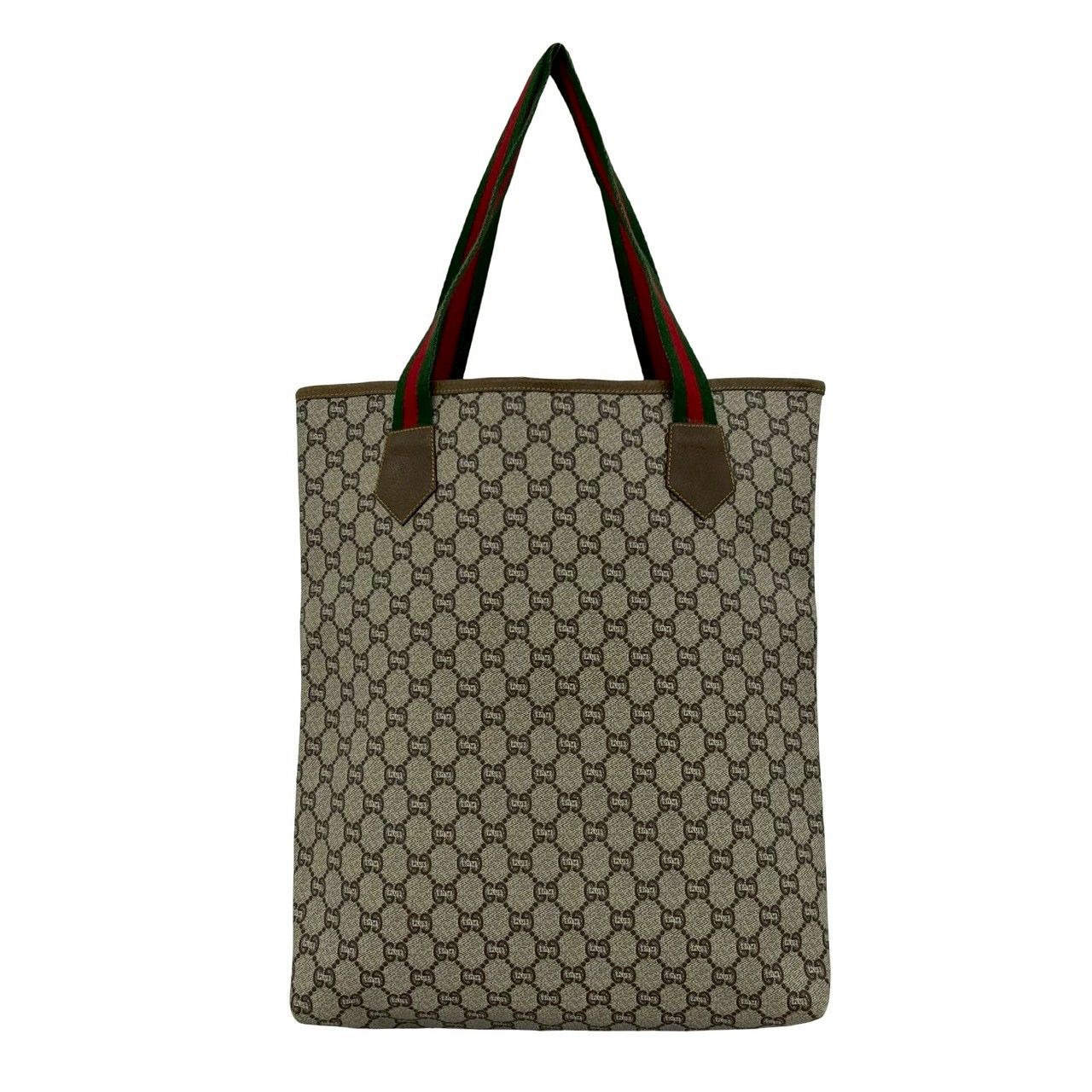 Gucci Vintage Sherry Line Plus Logo Leather Tote Brown — view 3
