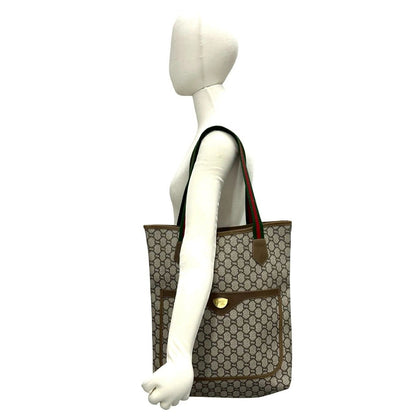 Gucci Vintage Sherry Line Plus Logo Leather Tote Brown — view 2
