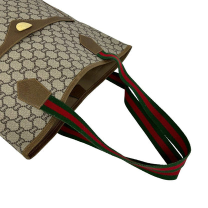 Gucci Vintage Sherry Line Plus Logo Leather Tote Brown — view 4