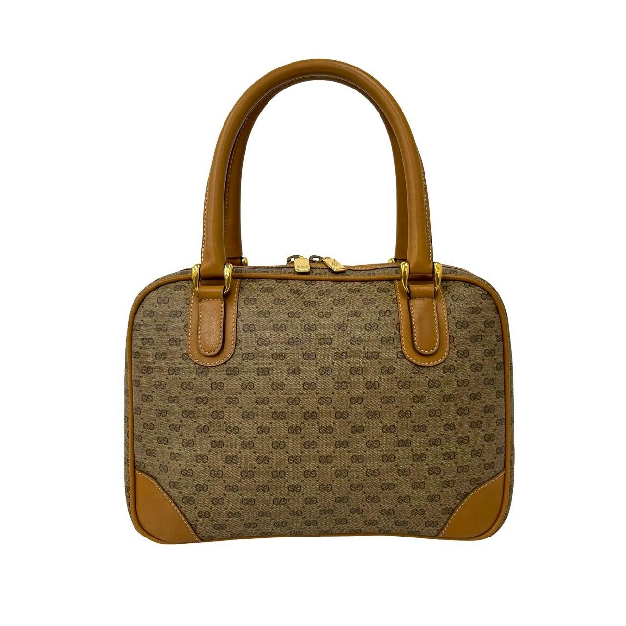 Gucci Vintage Micro GG Leather Mini Boston Bag Brown Camel — view 3