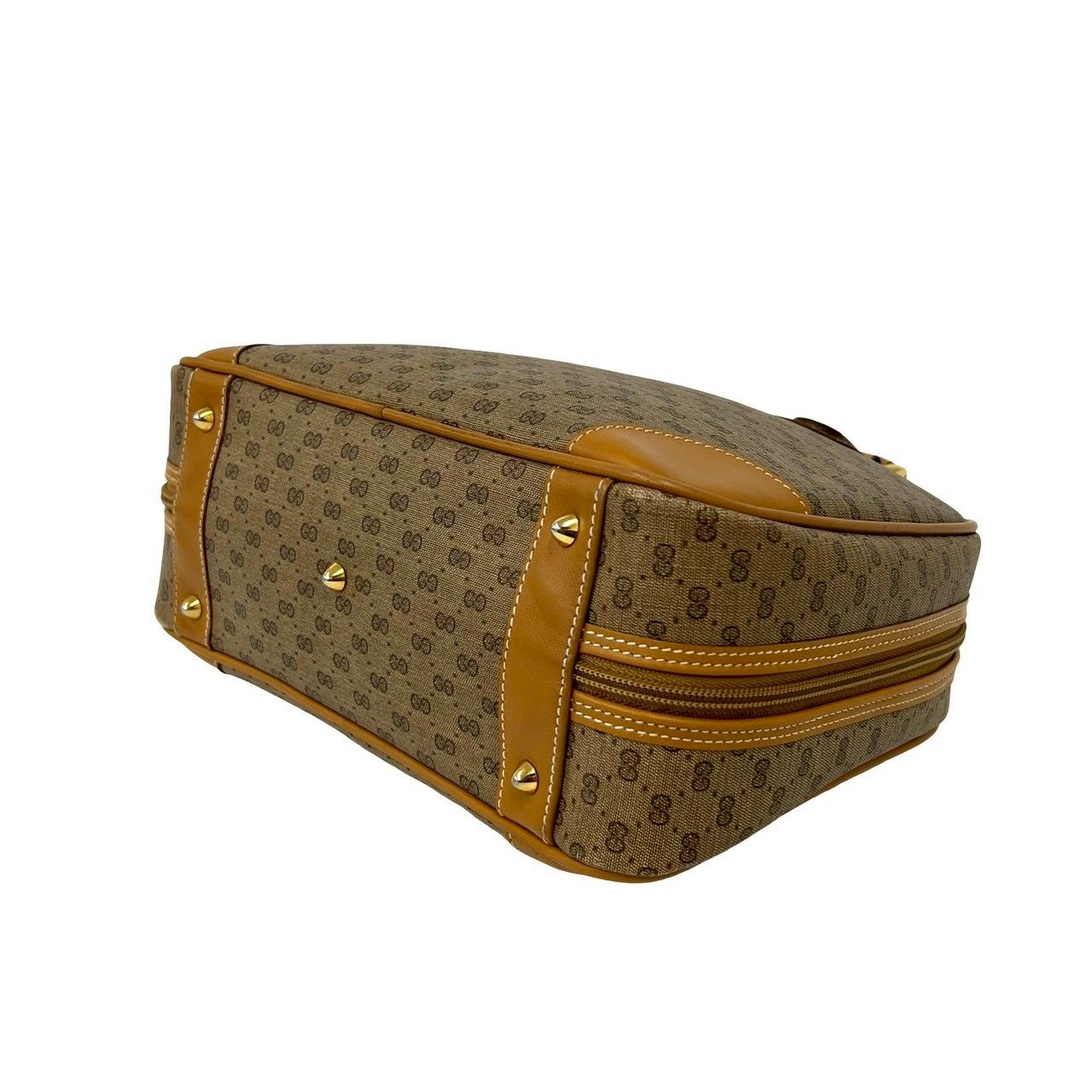 Gucci Vintage Micro GG Leather Mini Boston Bag Brown Camel — view 8