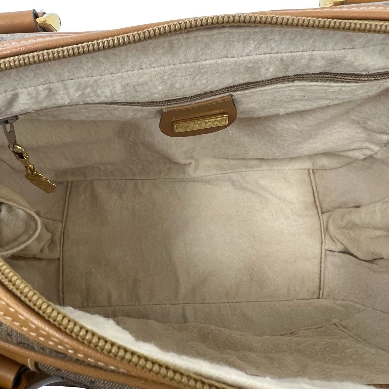 Gucci Vintage Micro GG Leather Mini Boston Bag Brown Camel — view 9