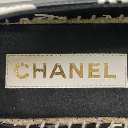 Chanel Espadrilles Flat Shoes CC Logo Leather 39 Black — view 9
