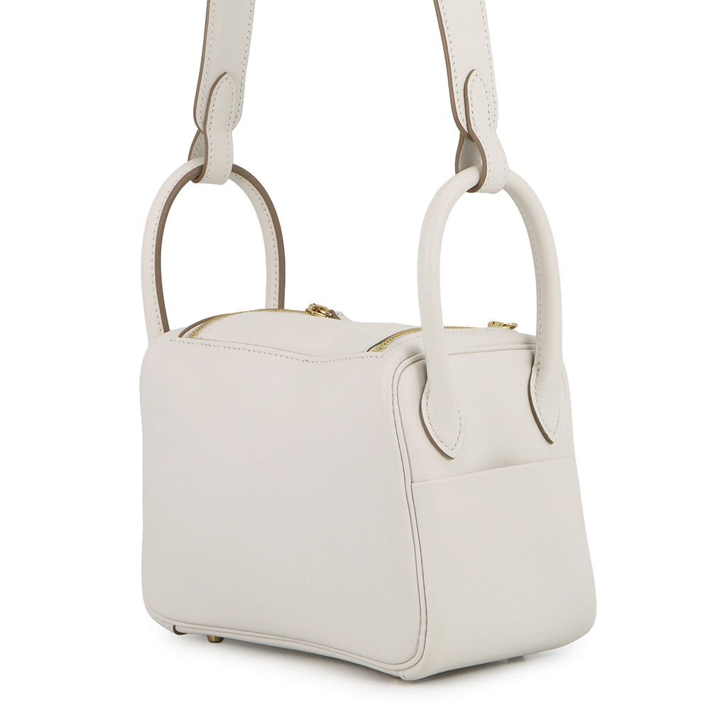 Hermes Lindy Mini Gray Pearl Grimeia Gold Swift 2-Way Shoulder Bag — view 2