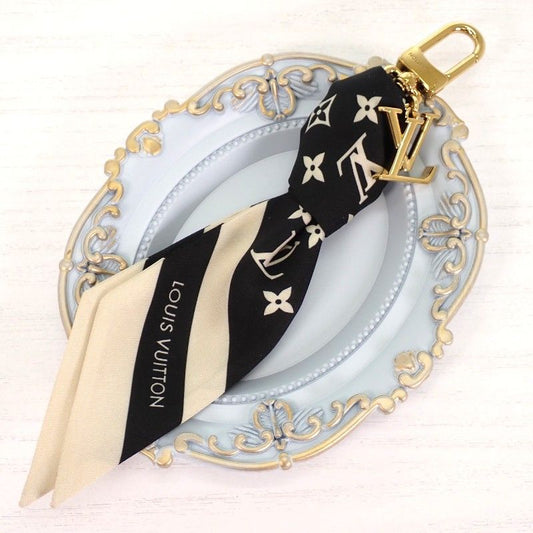 Louis Vuitton Monogram Silhouette Bag Charm Key Holder Silk Black Gold