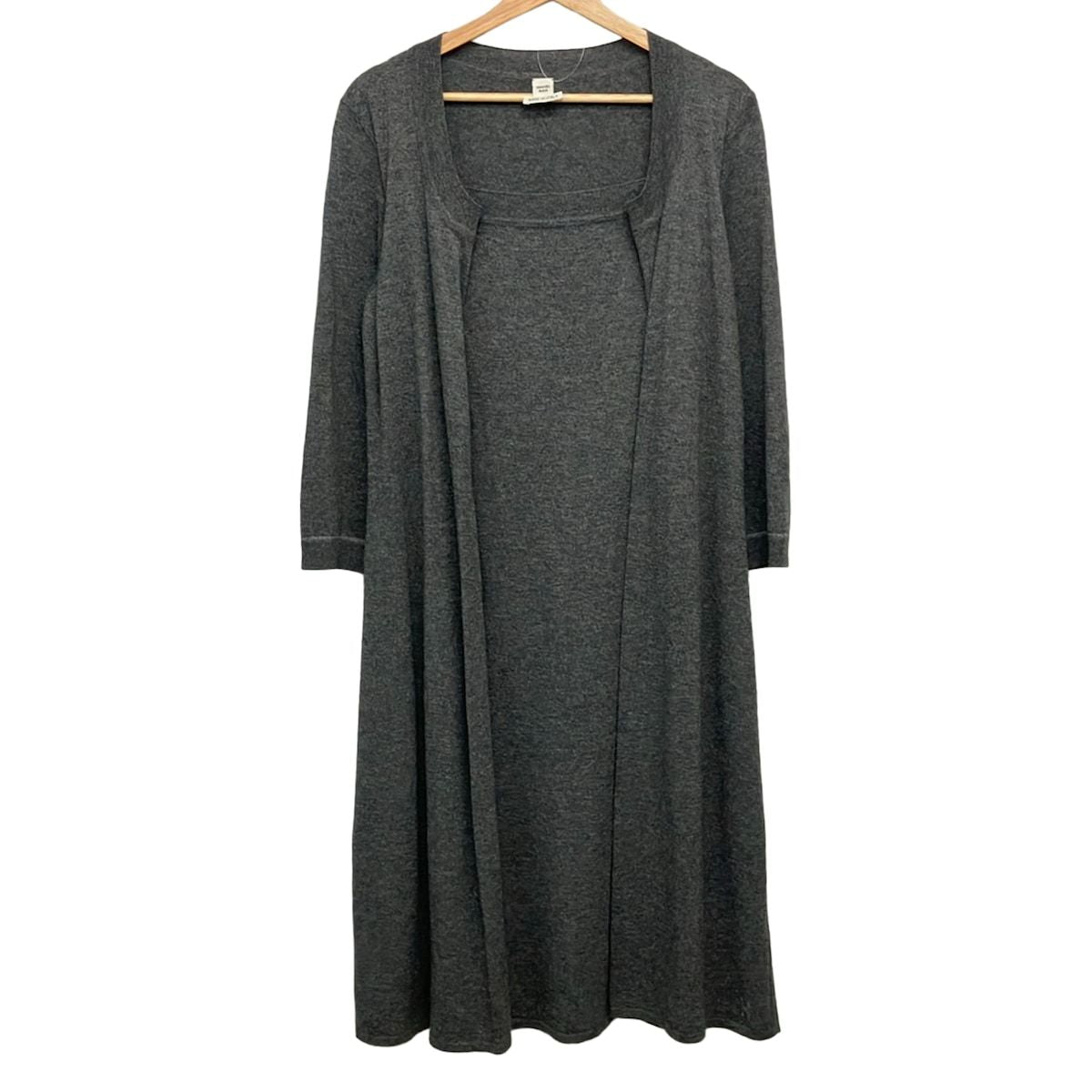 Hermes Dress 36 Dark Gray 3/4 Sleeve Knee Length Knit