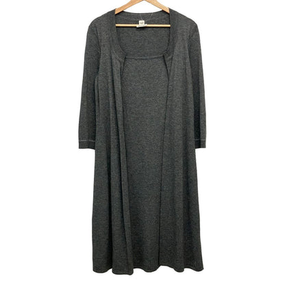 Hermes Dress 36 Dark Gray 3/4 Sleeve Knee Length Knit