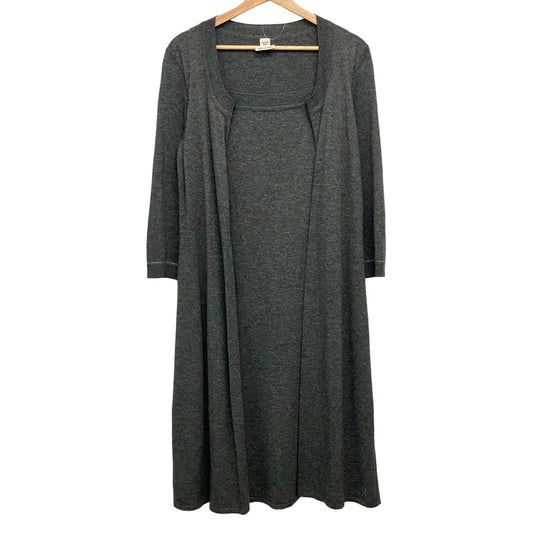 Hermes Dress 36 Dark Gray 3/4 Sleeve Knee Length Knit