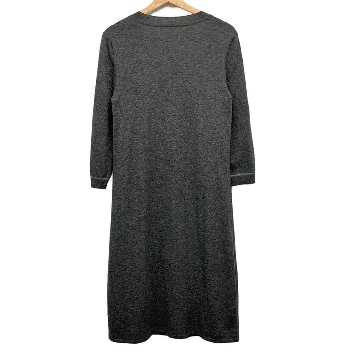Hermes Dress 36 Dark Gray 3/4 Sleeve Knee Length Knit — view 2