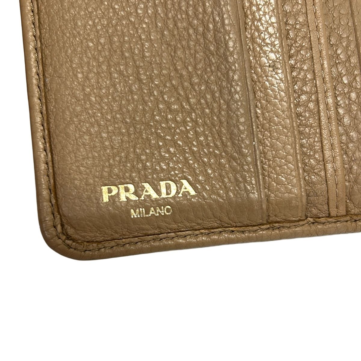 Prada Bifold Wallet Beige Leather — view 5