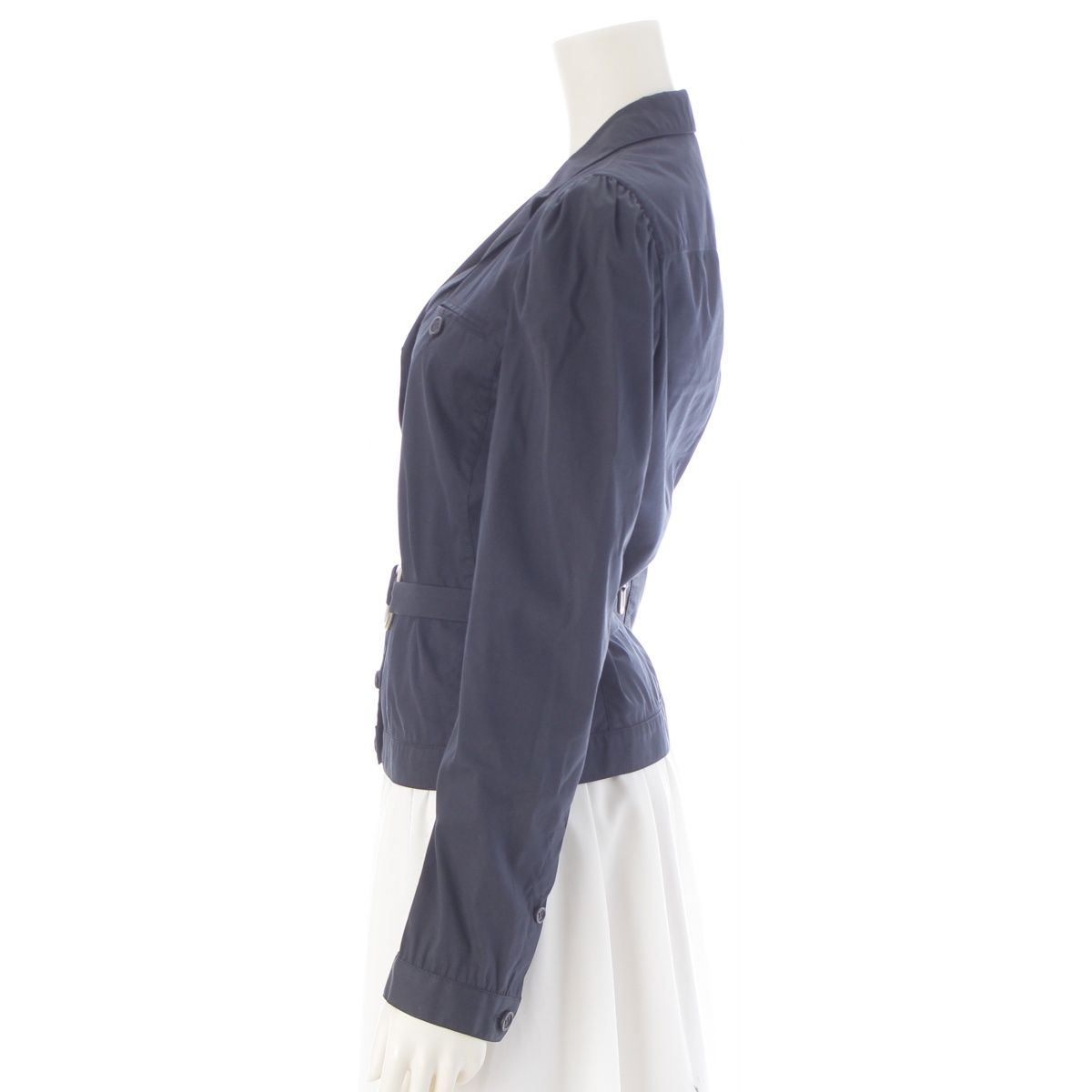 Prada Cotton Belted Light Jacket Navy 40 — view 3