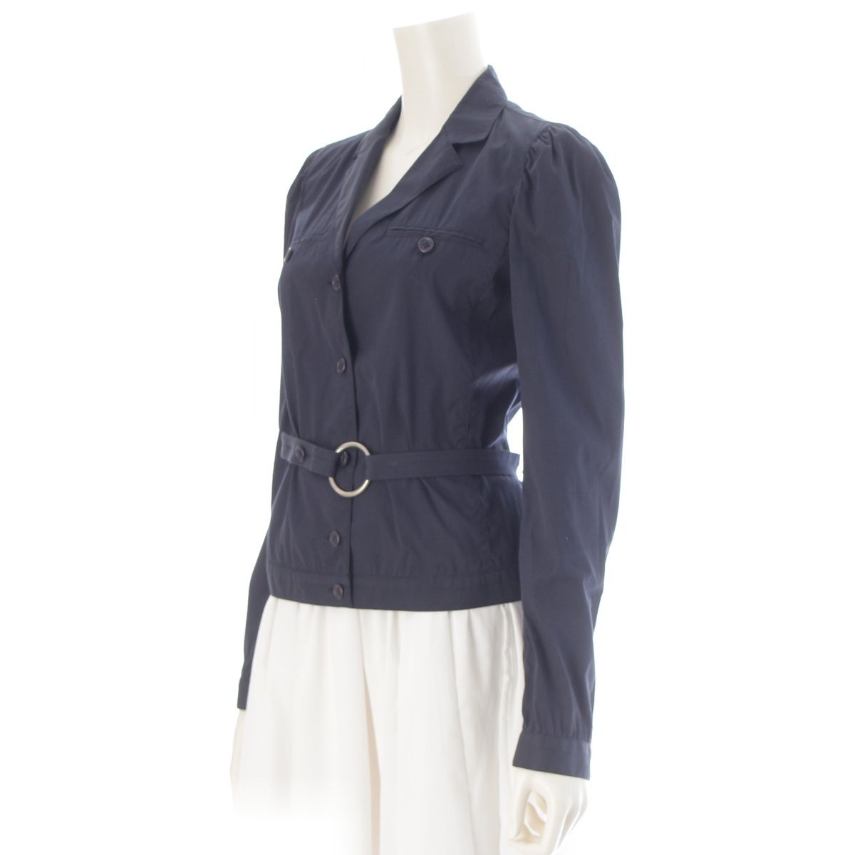 Prada Cotton Belted Light Jacket Navy 40 — view 2