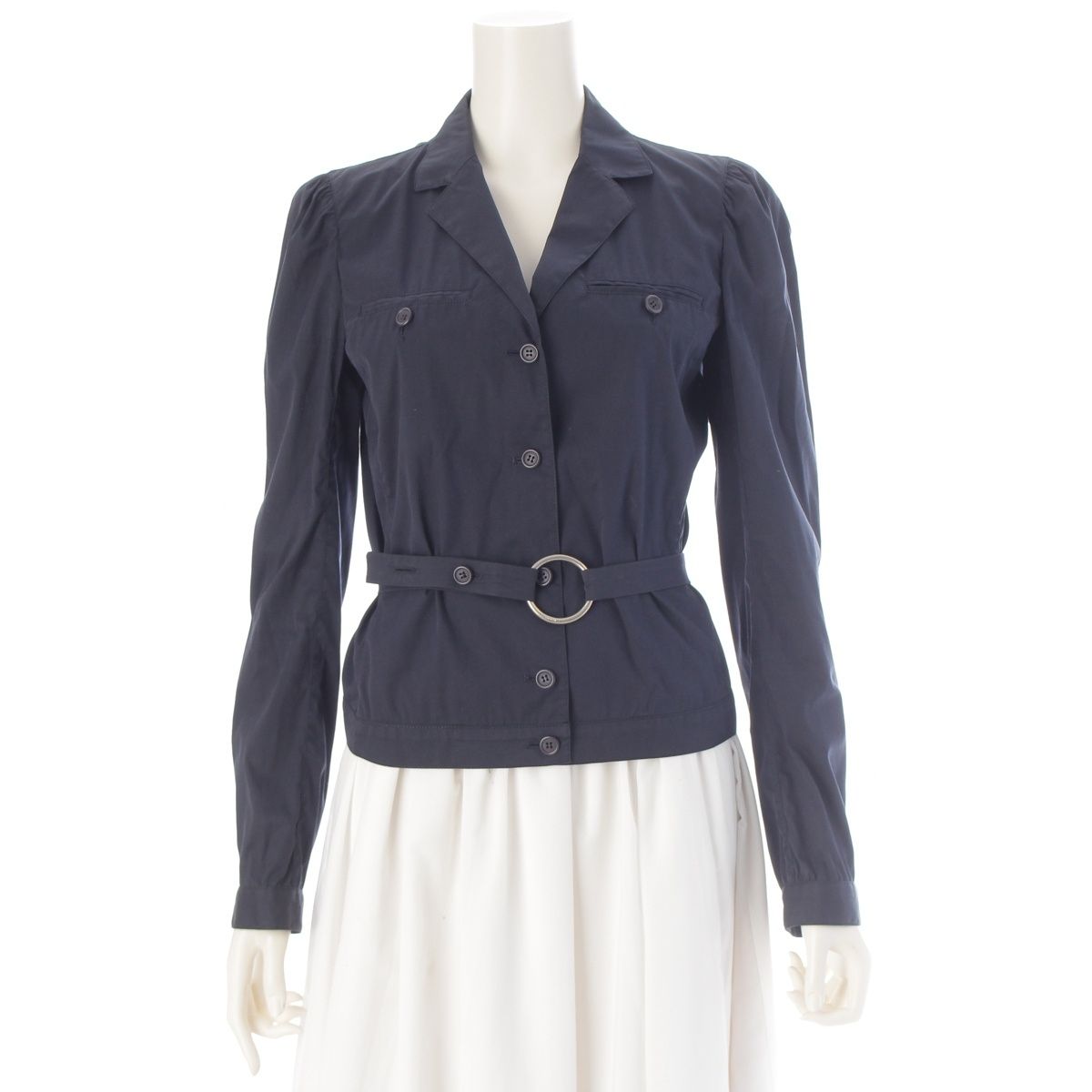 Prada Cotton Belted Light Jacket Navy 40