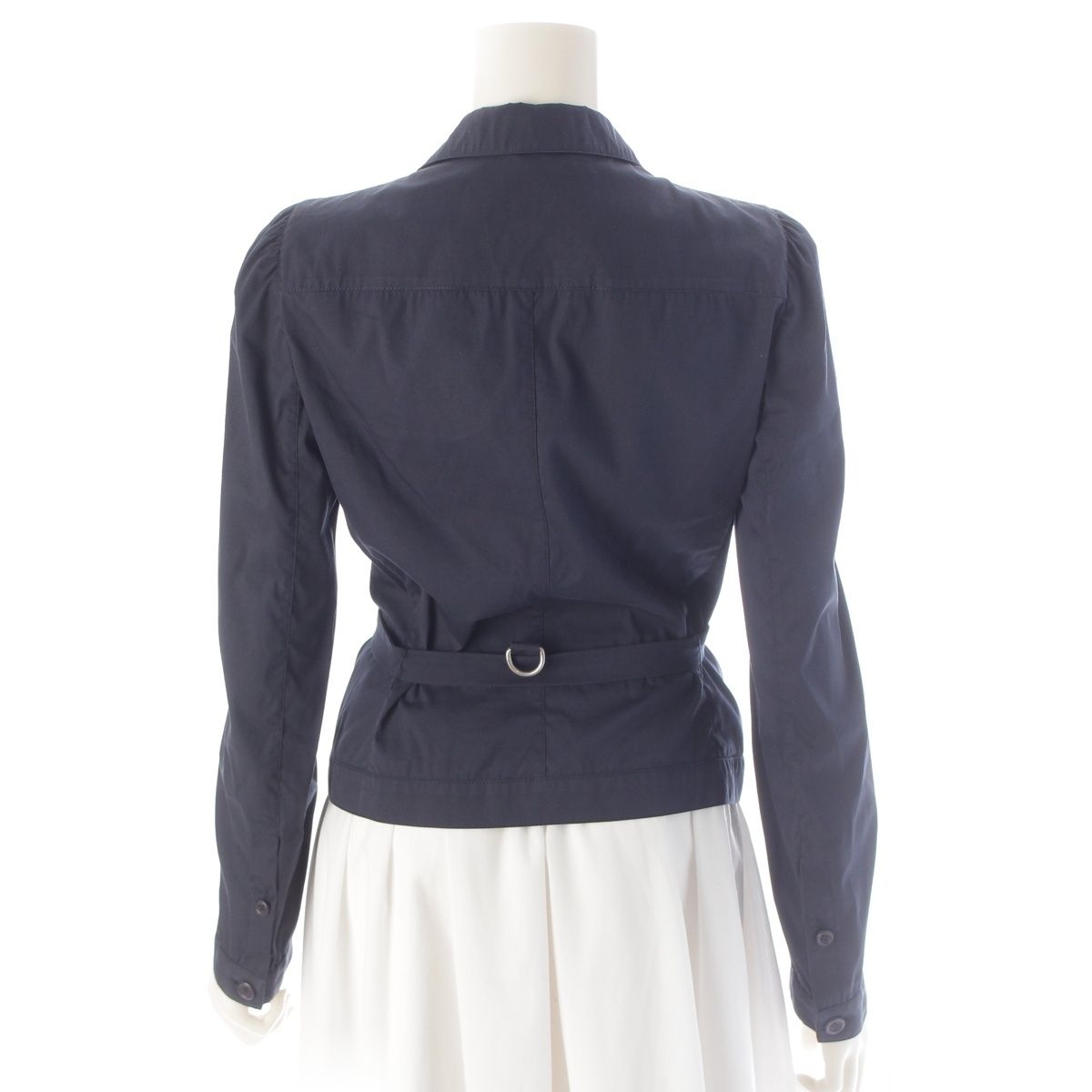 Prada Cotton Belted Light Jacket Navy 40 — view 4