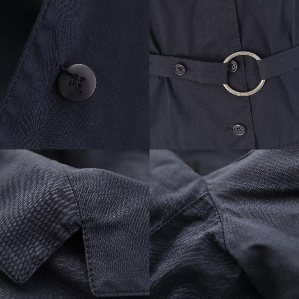 Prada Cotton Belted Light Jacket Navy 40 — view 8