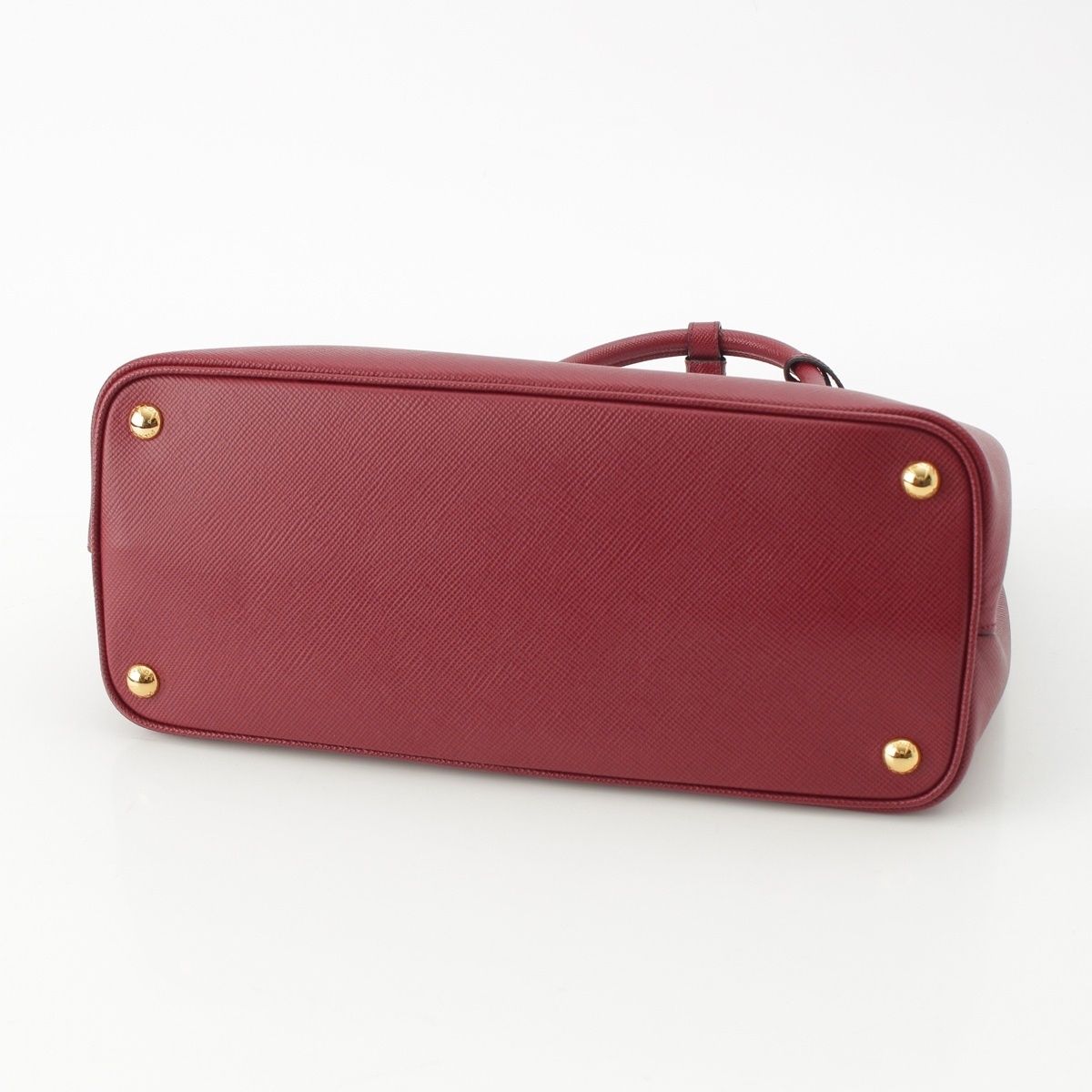 Prada Saffiano Leather Triangle Logo Double 2-Way Handbag Bordeaux — view 5