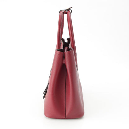 Prada Saffiano Leather Triangle Logo Double 2-Way Handbag Bordeaux — view 3