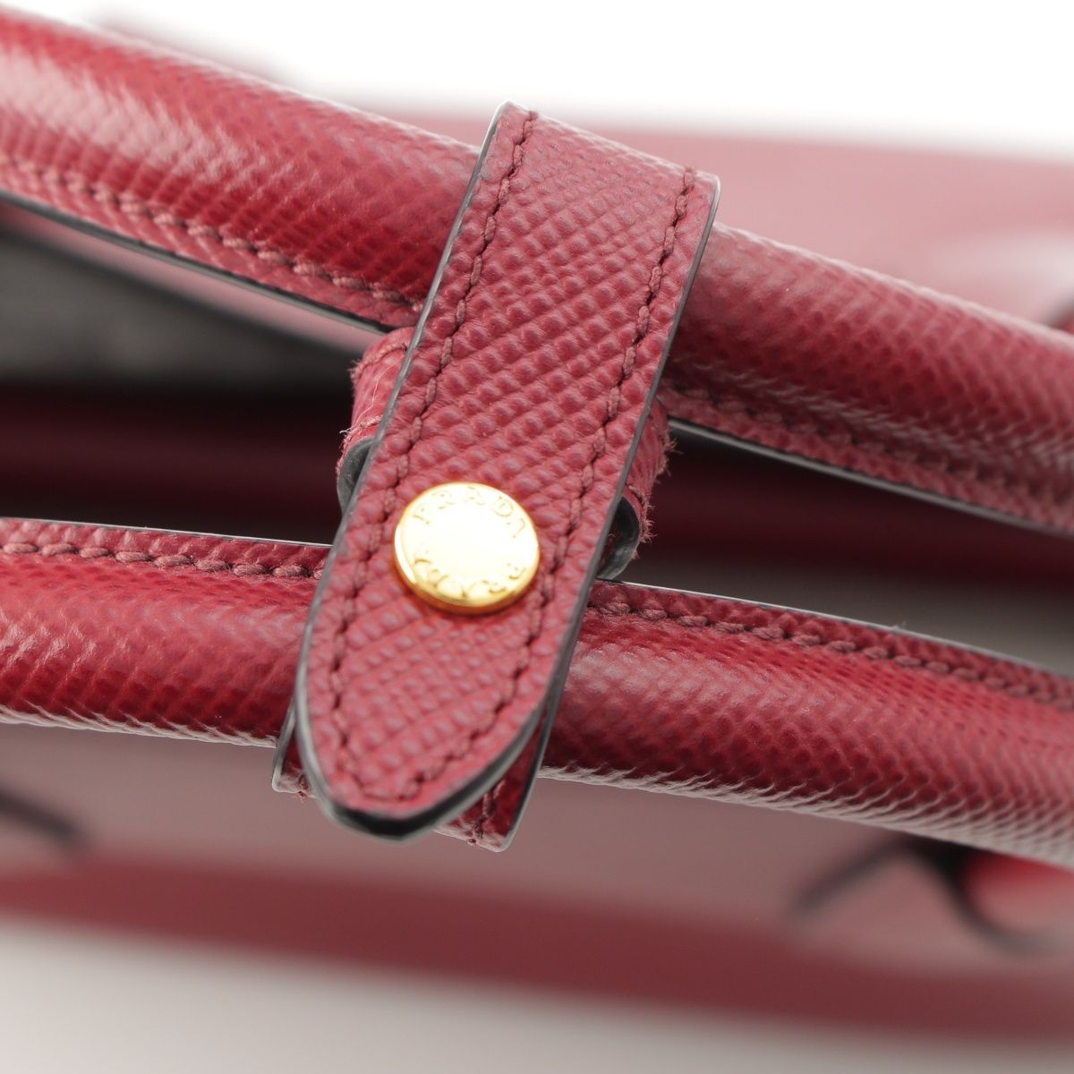 Prada Saffiano Leather Triangle Logo Double 2-Way Handbag Bordeaux — view 9