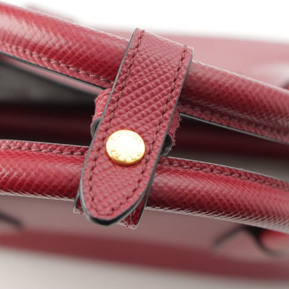 Prada Saffiano Leather Triangle Logo Double 2-Way Handbag Bordeaux — view 9