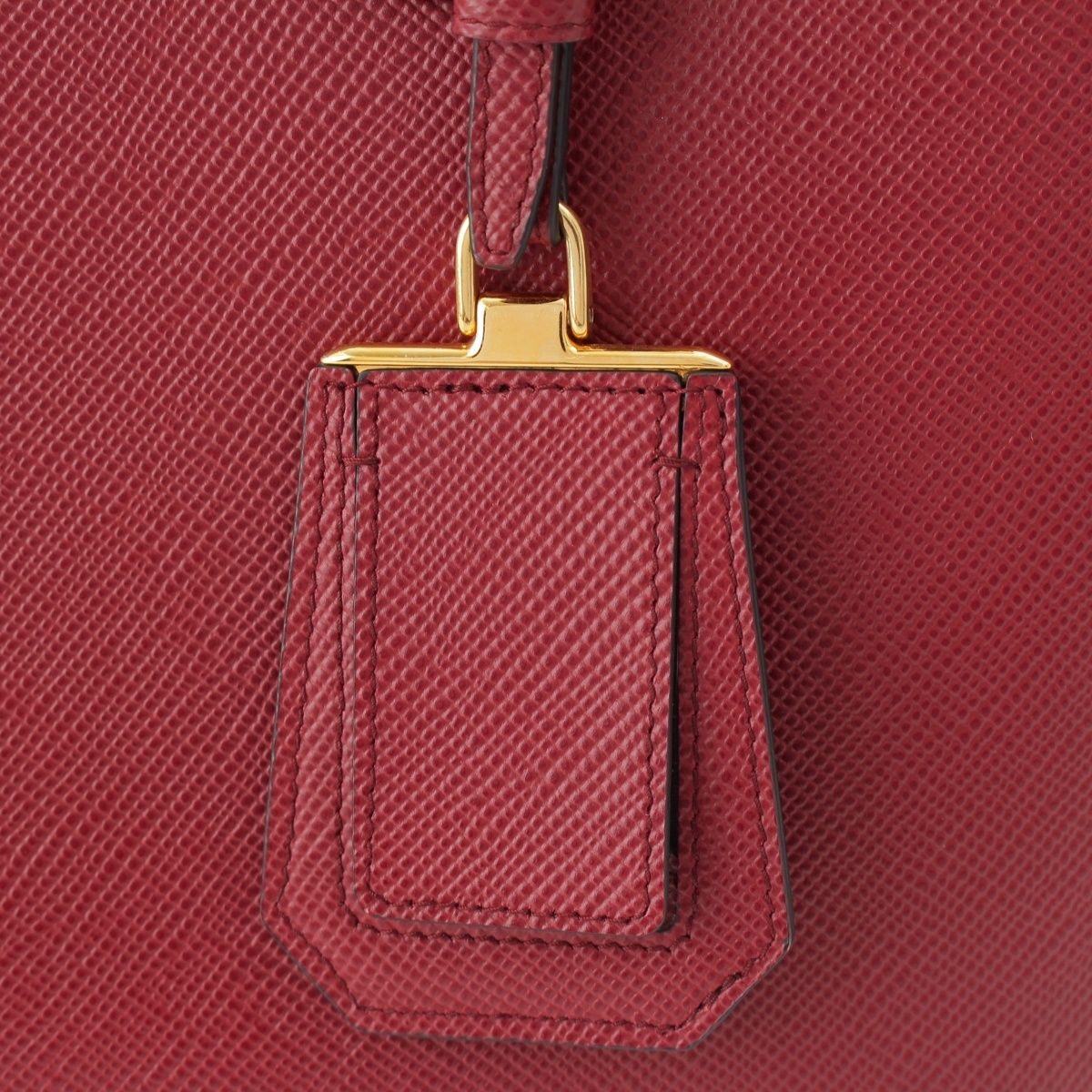 Prada Saffiano Leather Triangle Logo Double 2-Way Handbag Bordeaux — view 8