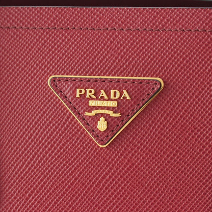 Prada Saffiano Leather Triangle Logo Double 2-Way Handbag Bordeaux — view 7