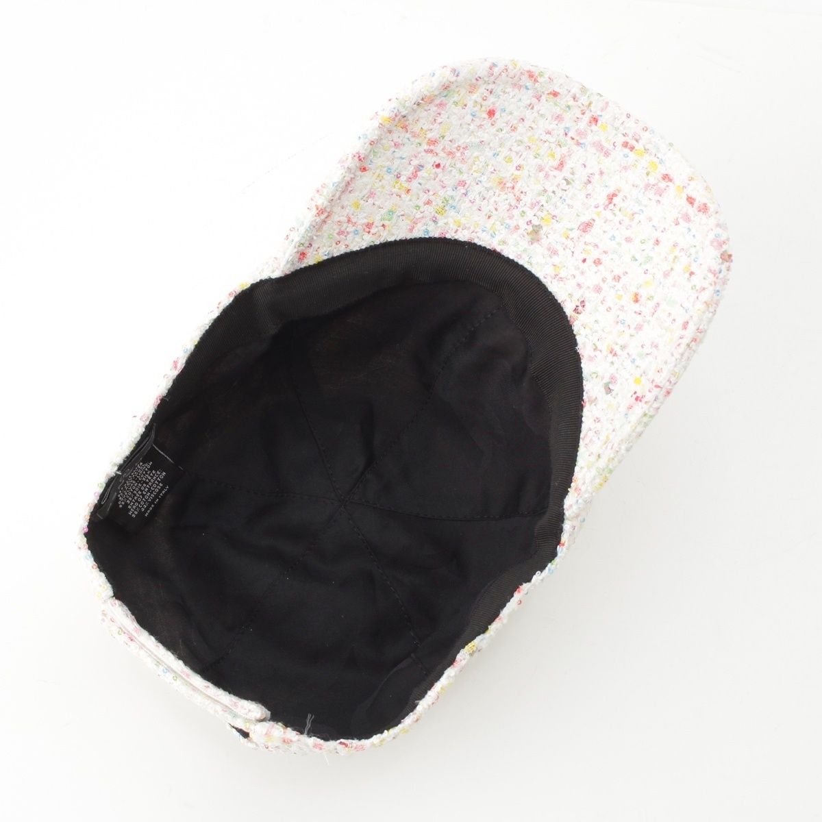 Chanel CC Logo Tweed Baseball Cap Hat White Multicolor — view 5