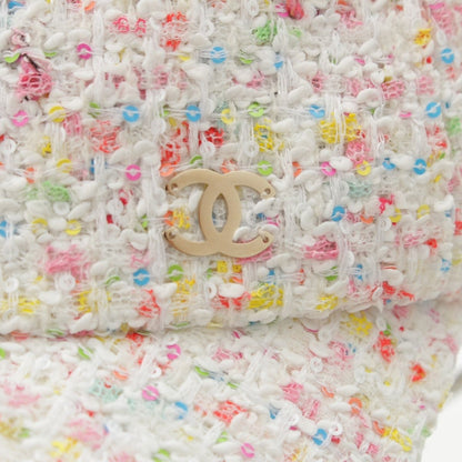 Chanel CC Logo Tweed Baseball Cap Hat White Multicolor — view 6