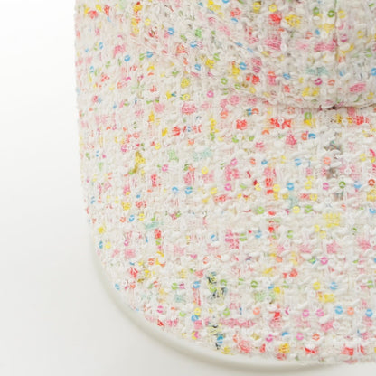 Chanel CC Logo Tweed Baseball Cap Hat White Multicolor — view 7
