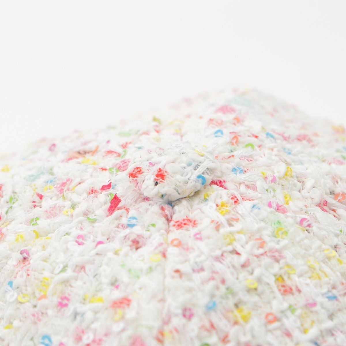Chanel CC Logo Tweed Baseball Cap Hat White Multicolor — view 8