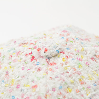 Chanel CC Logo Tweed Baseball Cap Hat White Multicolor — view 8
