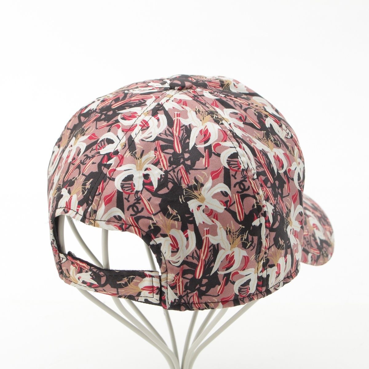 Chanel Silk CC Logo Flower Baseball Hat Cap Pink Beige Multicolor — view 4