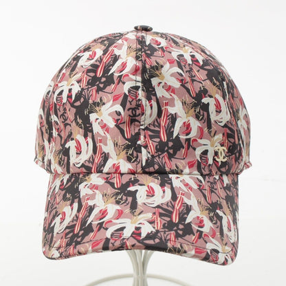 Chanel Silk CC Logo Flower Baseball Hat Cap Pink Beige Multicolor — view 2