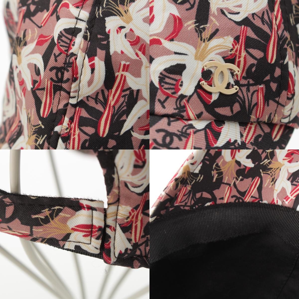 Chanel Silk CC Logo Flower Baseball Hat Cap Pink Beige Multicolor — view 9